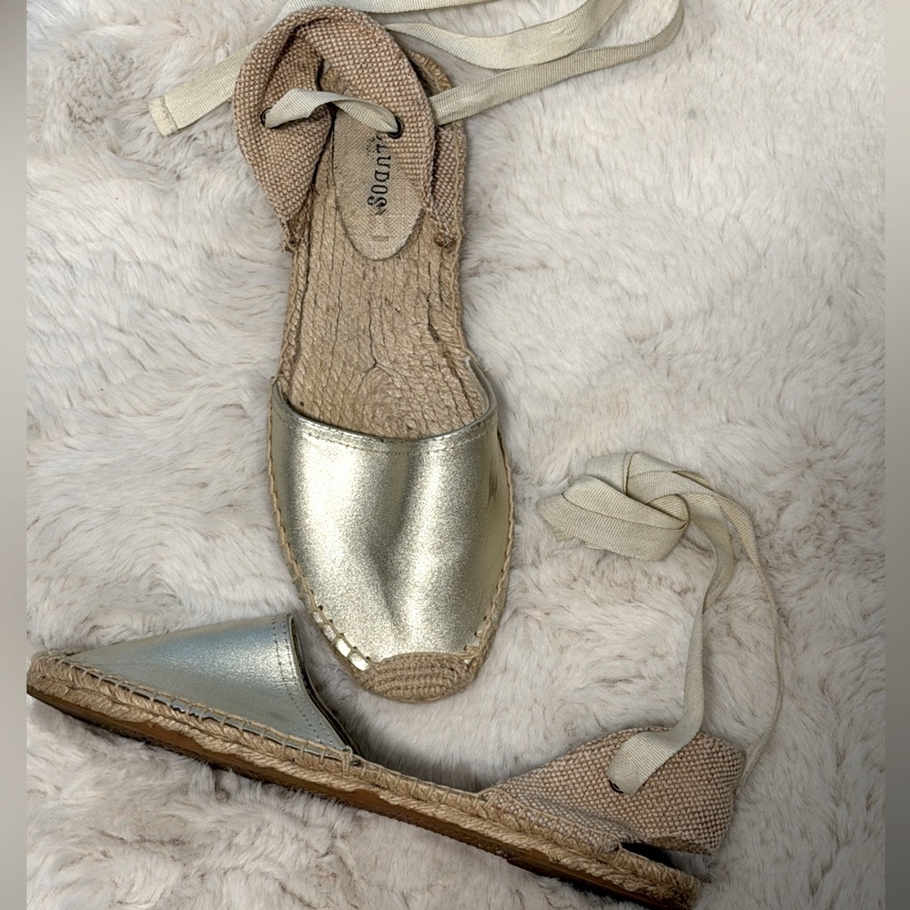 Soludos Gold Tie-up Espadrilles Sz 9